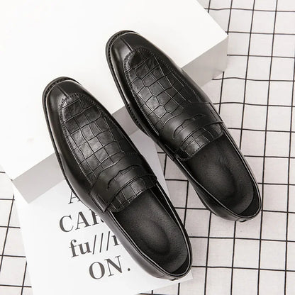 "Luna Dorata" – Crocodile Pattern Leather Loafers By Enzo Bellari®
