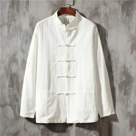 "Luna Dorata" – Vintage Stand Collar Linen Shirt By Enzo Bellari®