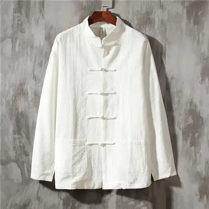 "Luna Dorata" – Vintage Stand Collar Linen Shirt By Enzo Bellari®