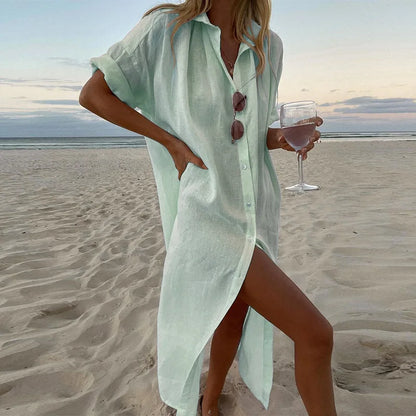 "Sole Calmo" – Cotton Linen Shirt Dress By Enzo Bellari®