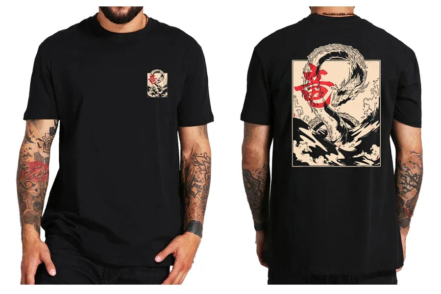 "Luna Dorata" – Dragon Japanese Back Print T-shirt By Enzo Bellari®