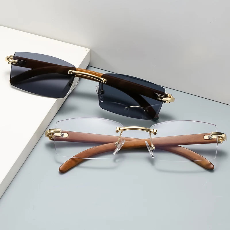 "Luna Dorata" – Rimless Rectangle Sunglasses By Enzo Bellari®