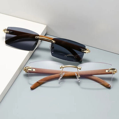 "Luna Dorata" – Rimless Rectangle Sunglasses By Enzo Bellari®