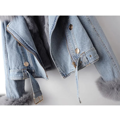 "Pelliccia Scura" – Denim Fox Fur Jacket By Enzo Bellari®