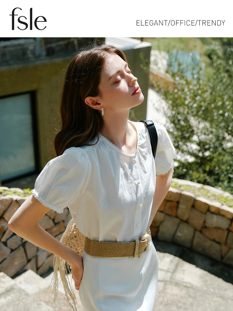 "La Pizzo" – Lace Puff Sleeve Blouse By Enzo Bellari®