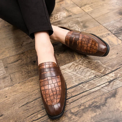 "Luna Dorata" – Crocodile Pattern Leather Loafers By Enzo Bellari®