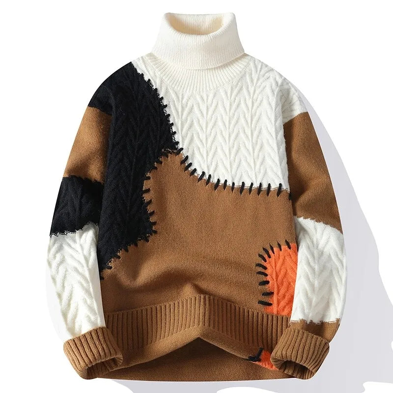 "Luna Dorata" – Patchwork Turtleneck Sweater By Enzo Bellari®