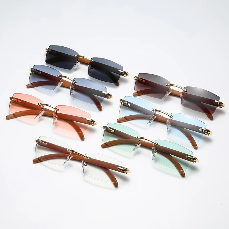 "Luna Dorata" – Rimless Rectangle Sunglasses By Enzo Bellari®