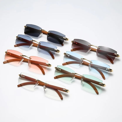 "Luna Dorata" – Rimless Rectangle Sunglasses By Enzo Bellari®