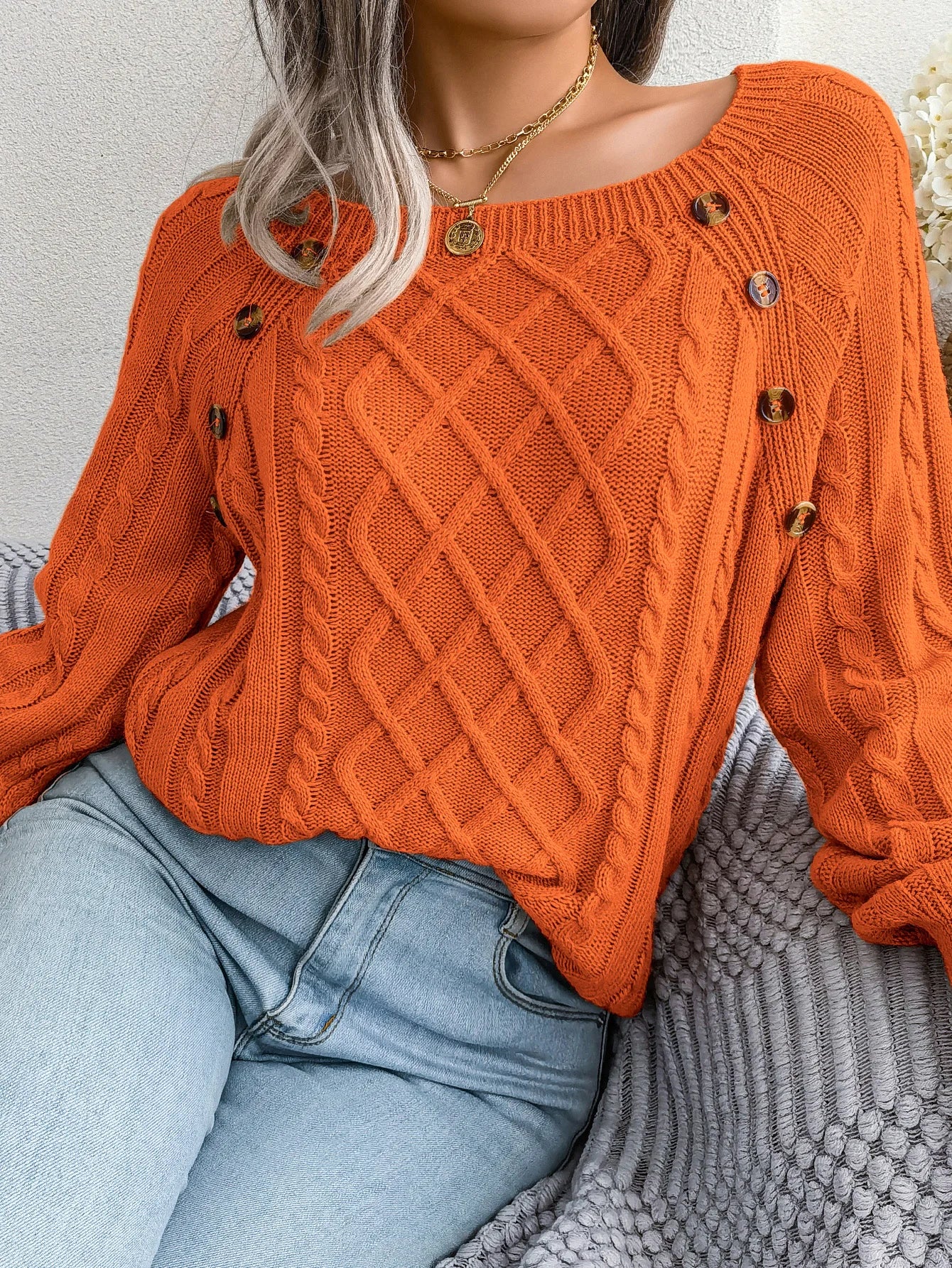 "Alma Bella" – Square Collar Knitted Sweater By Enzo Bellari®