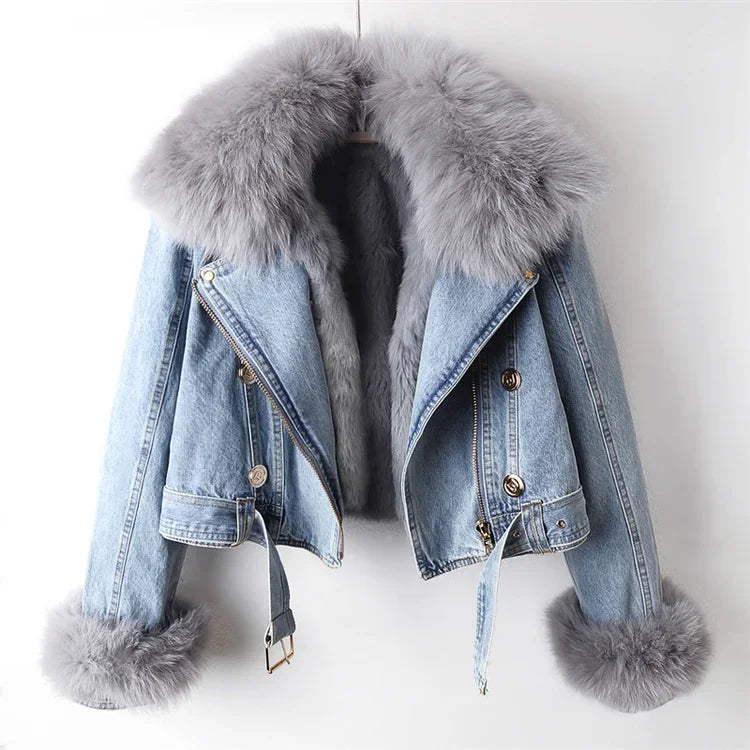 "Pelliccia Scura" – Denim Fox Fur Jacket By Enzo Bellari®
