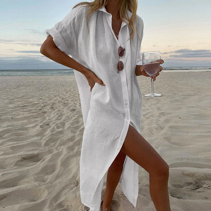 "Sole Calmo" – Cotton Linen Shirt Dress By Enzo Bellari®