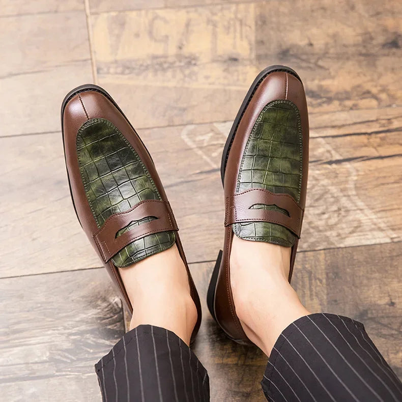 "Luna Dorata" – Crocodile Pattern Leather Loafers By Enzo Bellari®
