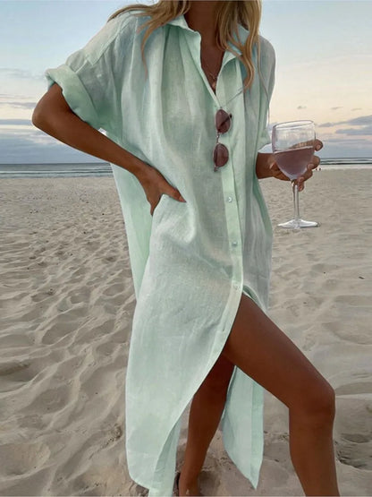 "Sole Calmo" – Cotton Linen Shirt Dress By Enzo Bellari®
