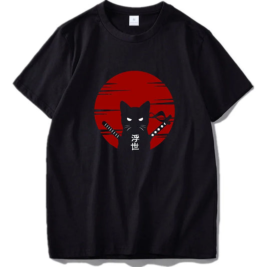 "Luce di Mare" – Samurai Cat Ukiyoe T-shirt By Enzo Bellari®