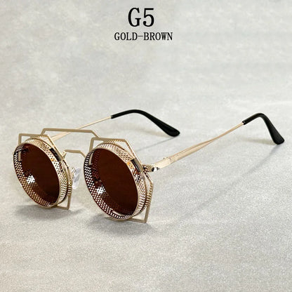 "Luna Dorata" – Metal Steampunk Round Sunglasses By Enzo Bellari®