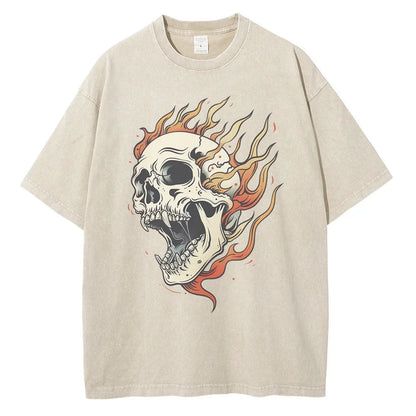 "Fiamma Nera" – Flame Skull Cotton Tee By Enzo Bellari®