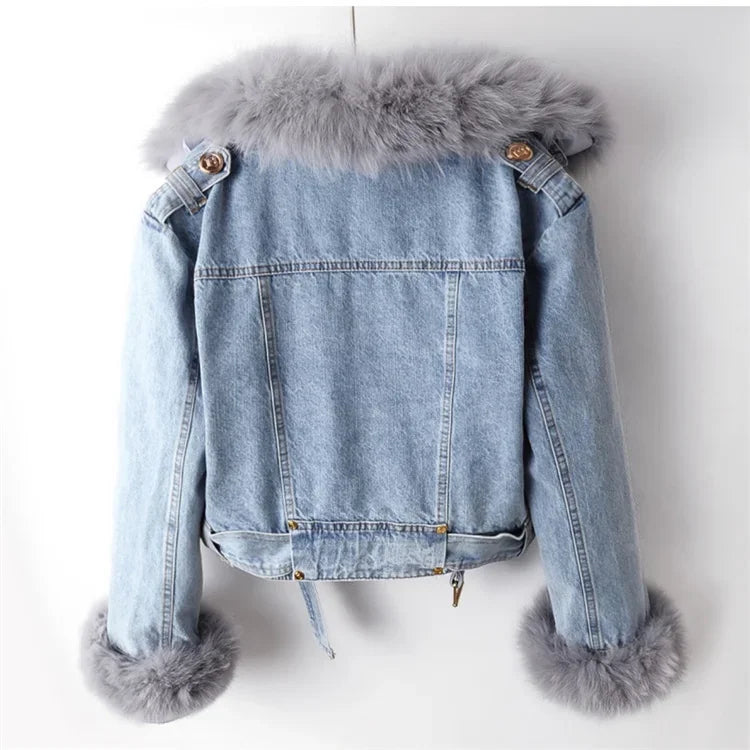 "Pelliccia Scura" – Denim Fox Fur Jacket By Enzo Bellari®
