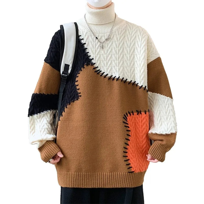 "Luna Dorata" – Patchwork Turtleneck Sweater By Enzo Bellari®