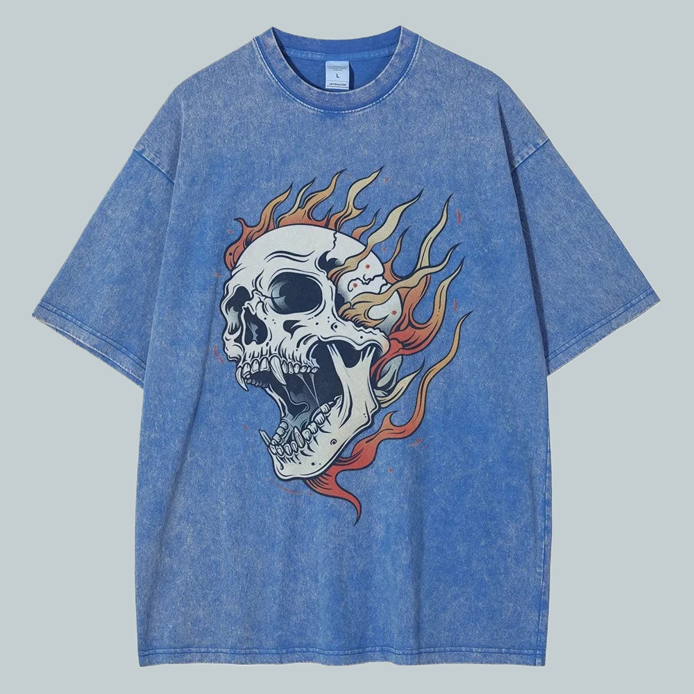 "Fiamma Nera" – Flame Skull Cotton Tee By Enzo Bellari®
