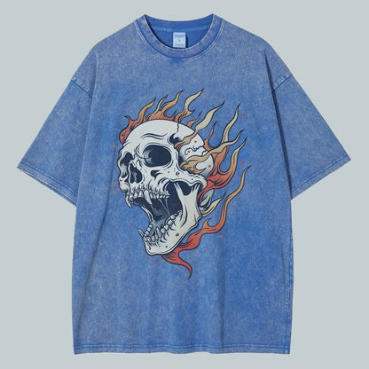 "Fiamma Nera" – Flame Skull Cotton Tee By Enzo Bellari®