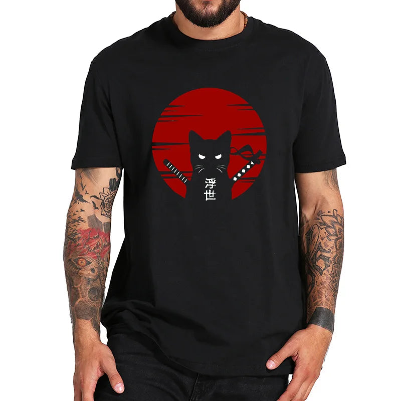 "Luce di Mare" – Samurai Cat Ukiyoe T-shirt By Enzo Bellari®