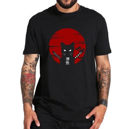 "Luce di Mare" – Samurai Cat Ukiyoe T-shirt By Enzo Bellari®
