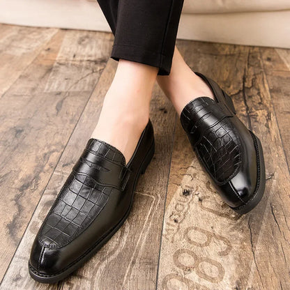 "Luna Dorata" – Crocodile Pattern Leather Loafers By Enzo Bellari®
