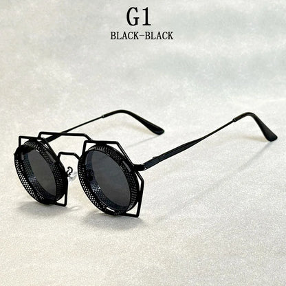 "Luna Dorata" – Metal Steampunk Round Sunglasses By Enzo Bellari®