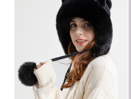 "Vera Luce" – Cat Ear Fur Pompom Beanie By Enzo Bellari®