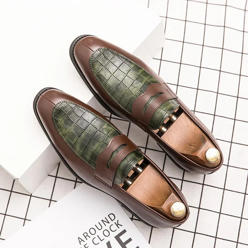 "Luna Dorata" – Crocodile Pattern Leather Loafers By Enzo Bellari®