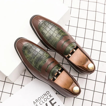 "Luna Dorata" – Crocodile Pattern Leather Loafers By Enzo Bellari®