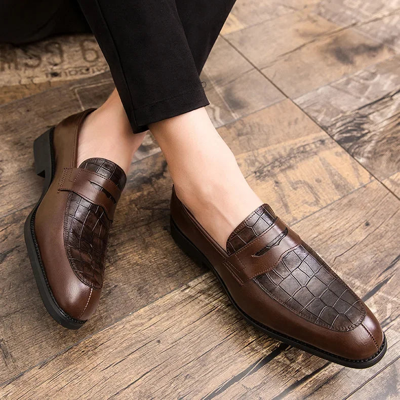 "Luna Dorata" – Crocodile Pattern Leather Loafers By Enzo Bellari®