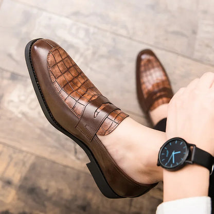 "Luna Dorata" – Crocodile Pattern Leather Loafers By Enzo Bellari®