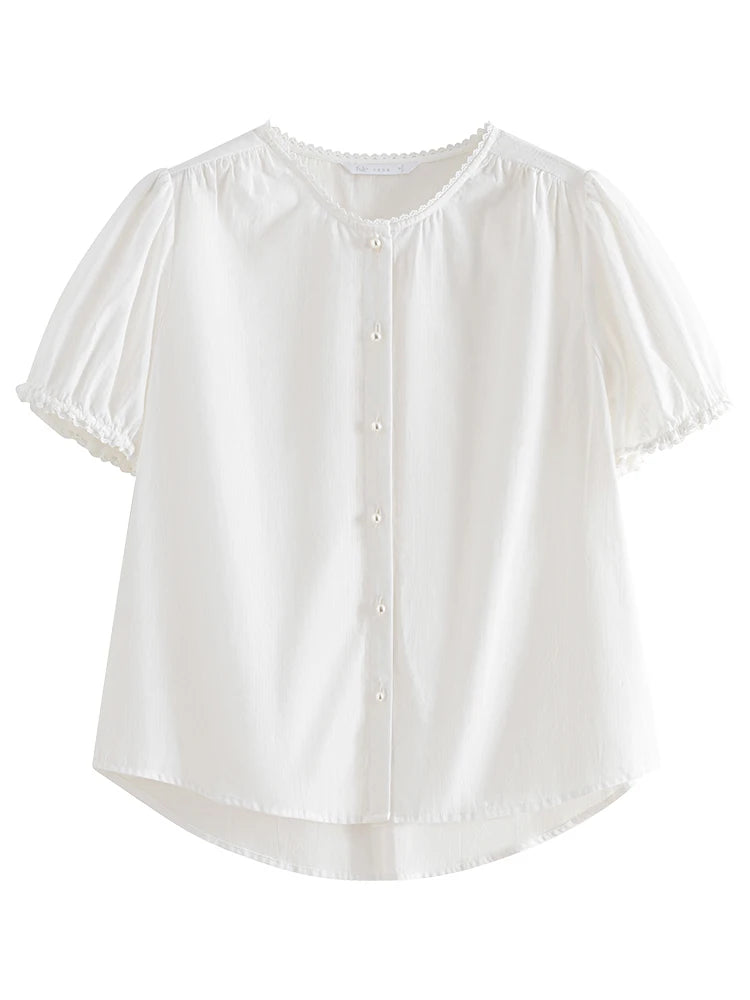 "La Pizzo" – Lace Puff Sleeve Blouse By Enzo Bellari®