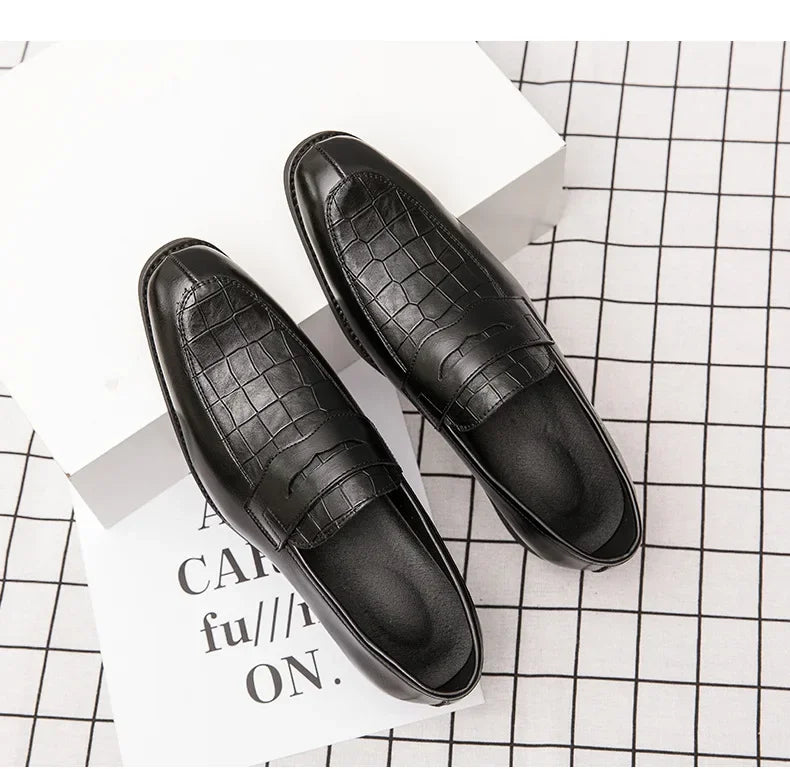 "Luna Dorata" – Crocodile Pattern Leather Loafers By Enzo Bellari®