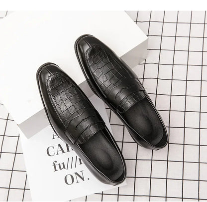 "Luna Dorata" – Crocodile Pattern Leather Loafers By Enzo Bellari®