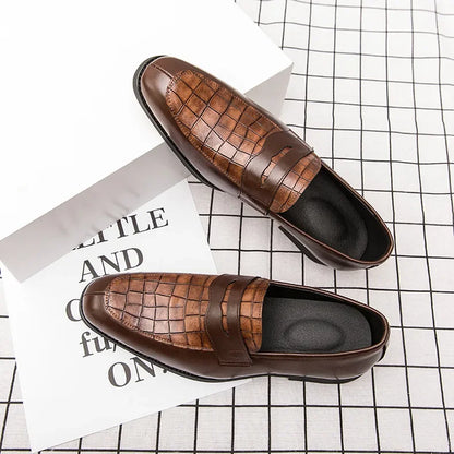 "Luna Dorata" – Crocodile Pattern Leather Loafers By Enzo Bellari®