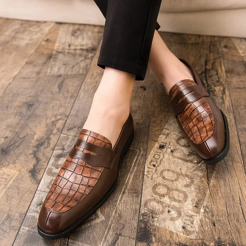 "Luna Dorata" – Crocodile Pattern Leather Loafers By Enzo Bellari®