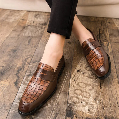 "Luna Dorata" – Crocodile Pattern Leather Loafers By Enzo Bellari®