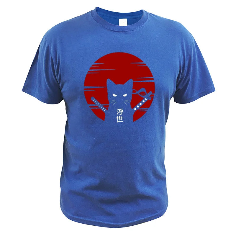 "Luce di Mare" – Samurai Cat Ukiyoe T-shirt By Enzo Bellari®