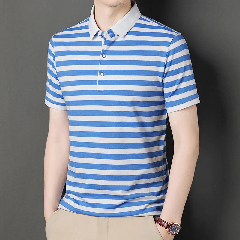 "Vera Luce" – Striped Cotton Polo Shirt By Enzo Bellari®