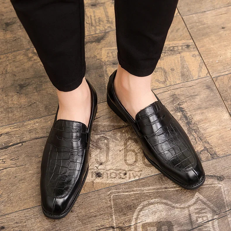 "Luna Dorata" – Crocodile Pattern Leather Loafers By Enzo Bellari®