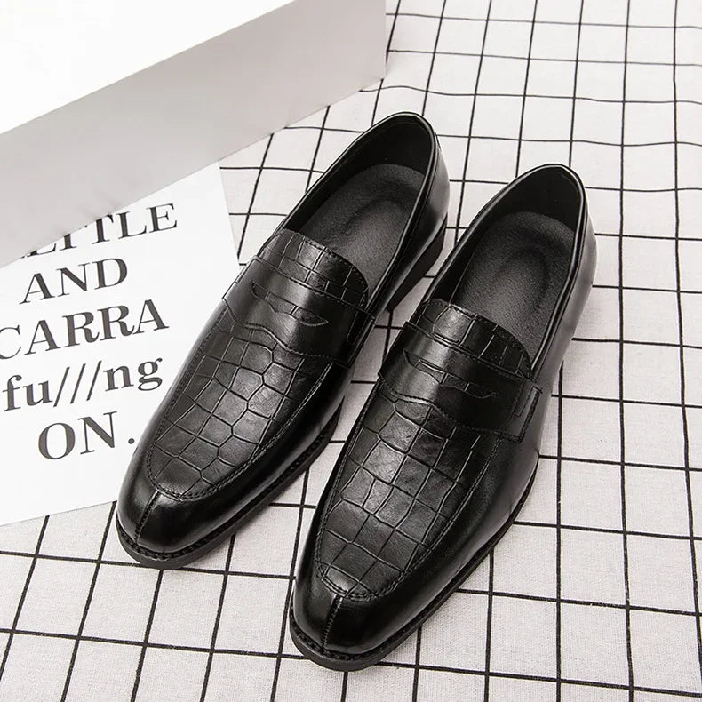 "Luna Dorata" – Crocodile Pattern Leather Loafers By Enzo Bellari®