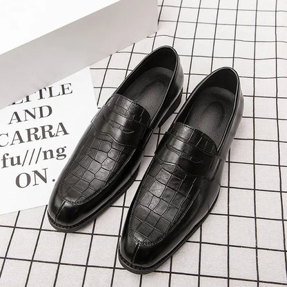 "Luna Dorata" – Crocodile Pattern Leather Loafers By Enzo Bellari®