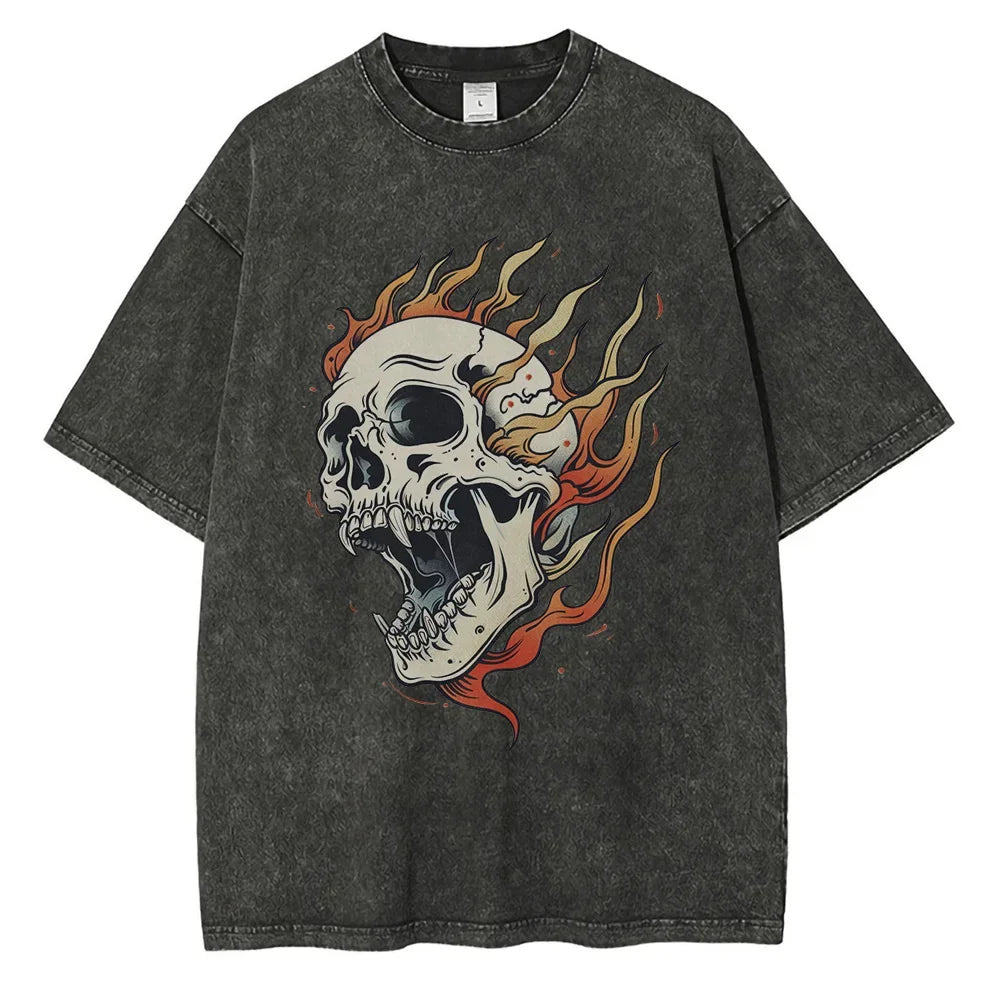 "Fiamma Nera" – Flame Skull Cotton Tee By Enzo Bellari®