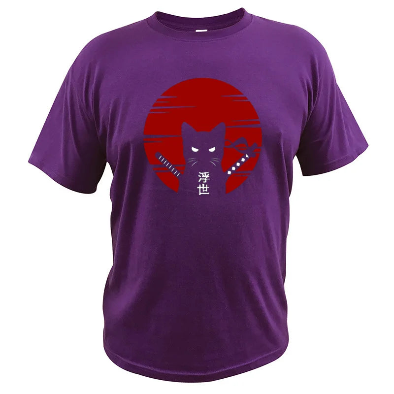 "Luce di Mare" – Samurai Cat Ukiyoe T-shirt By Enzo Bellari®