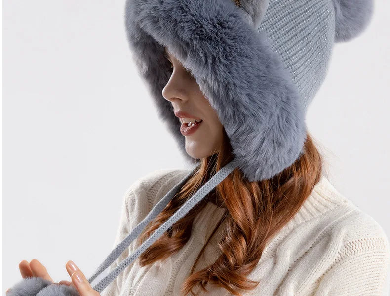"Vera Luce" – Cat Ear Fur Pompom Beanie By Enzo Bellari®