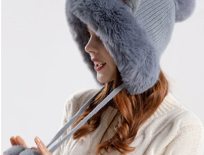 "Vera Luce" – Cat Ear Fur Pompom Beanie By Enzo Bellari®