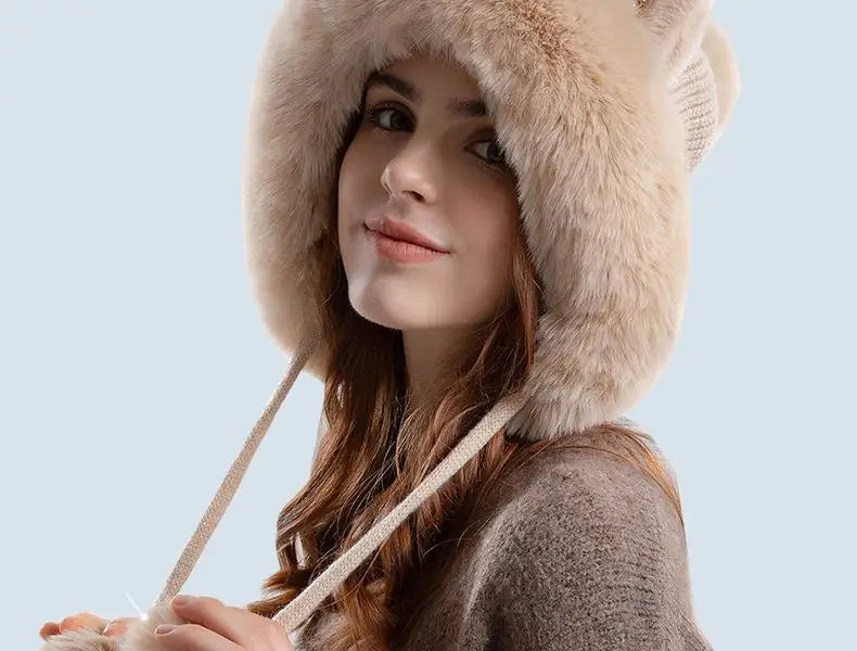 "Vera Luce" – Cat Ear Fur Pompom Beanie By Enzo Bellari®